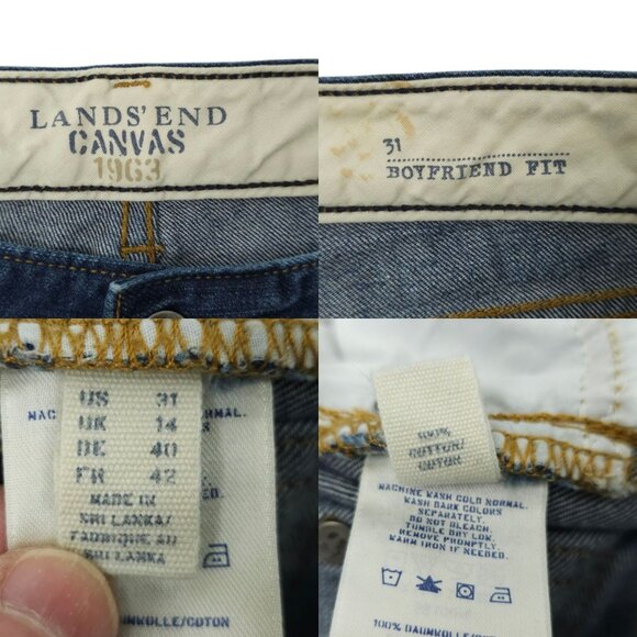 Lands End Canvas Boyfriend Fit Jeans Womens Size 31 Button Fly Medium Wash Denim - Picture 8 of 15